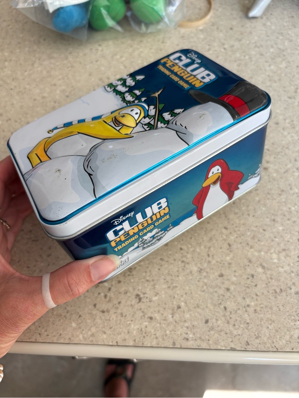 Topps Club Penguin Trading Card Game Tin Metal box and cards